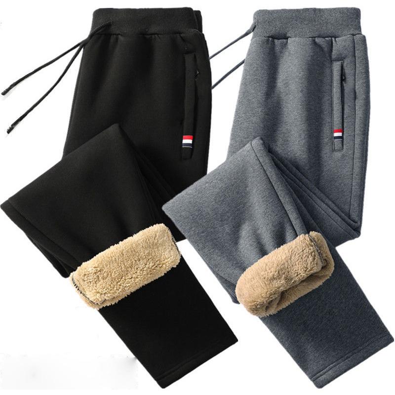 Winter Lambswool Warm Casual Pants Men's Fitness Jogging Sweatpants Male Bottoms Fleece Straight Trousers M-5XL