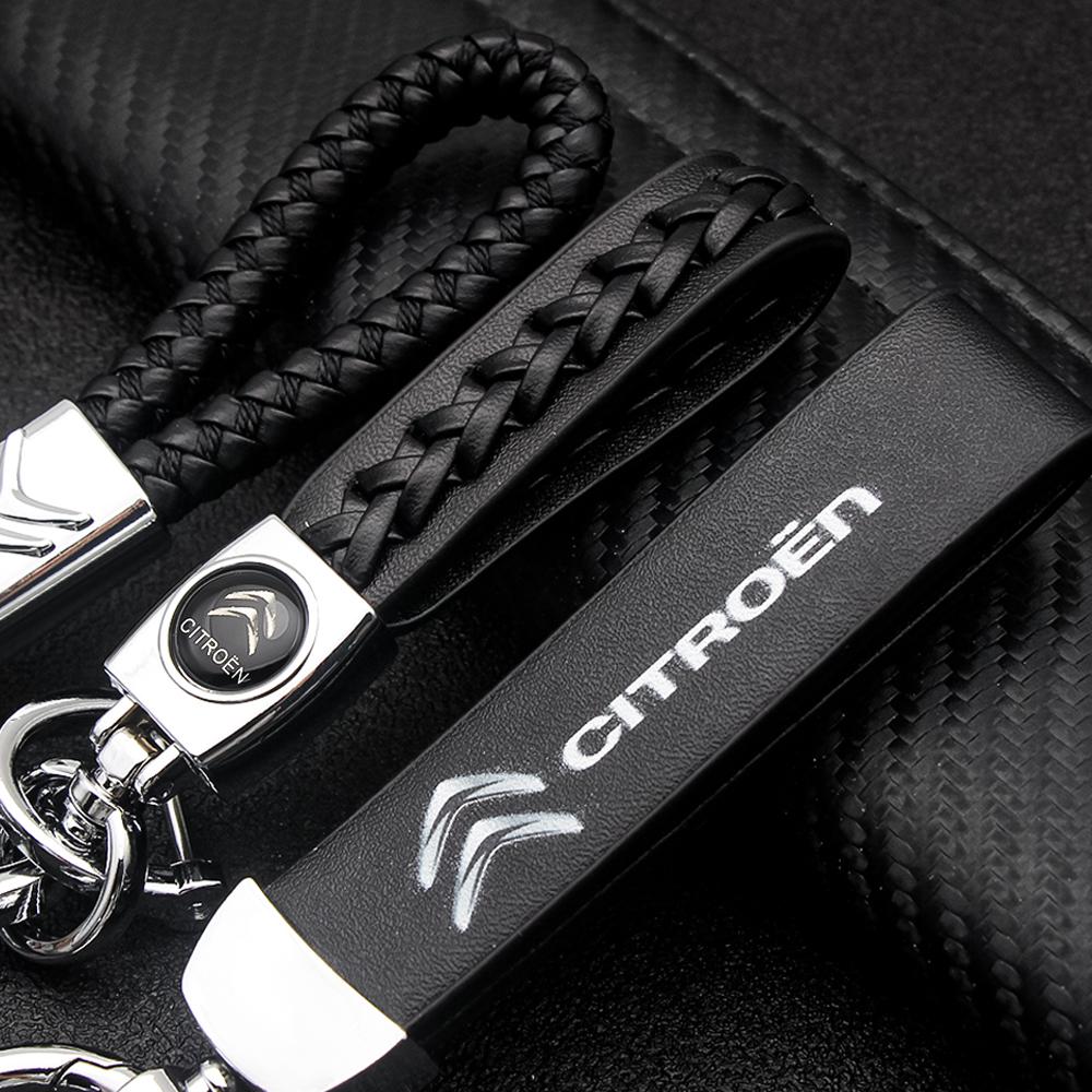 Metal+Leather Car Styling Keychain Key Rings For Citroen C1 C2 C3 C4 C5 C6 C8 C-Crosser C3 Picasso C4 Picasso DS3 Berlingo XSARA