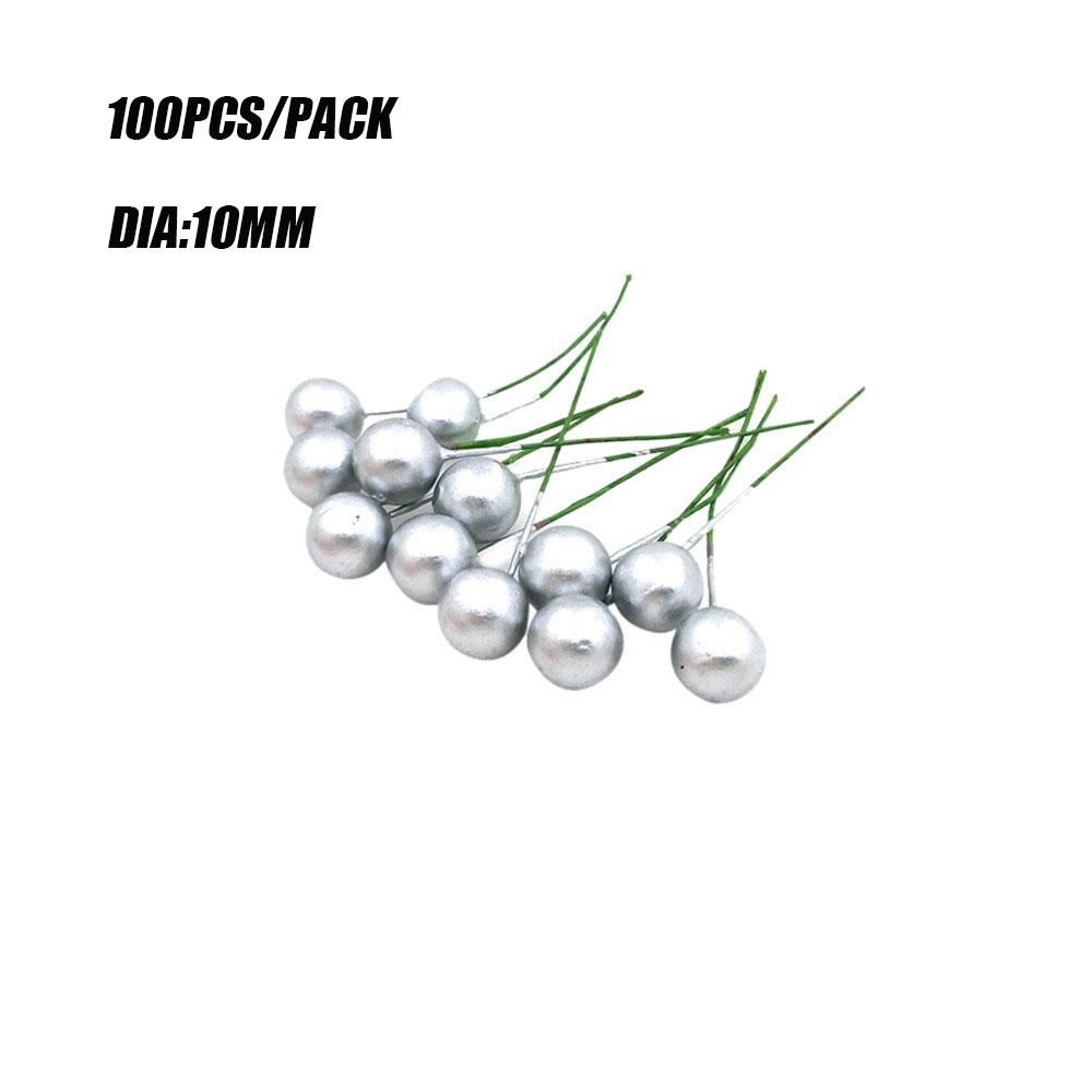 100Pcs Artificial Berry Fake Cherry Stamen Christmas Mini Fake Berries Simulation Pearl Beads Wreaths Wedding Xmas Decor