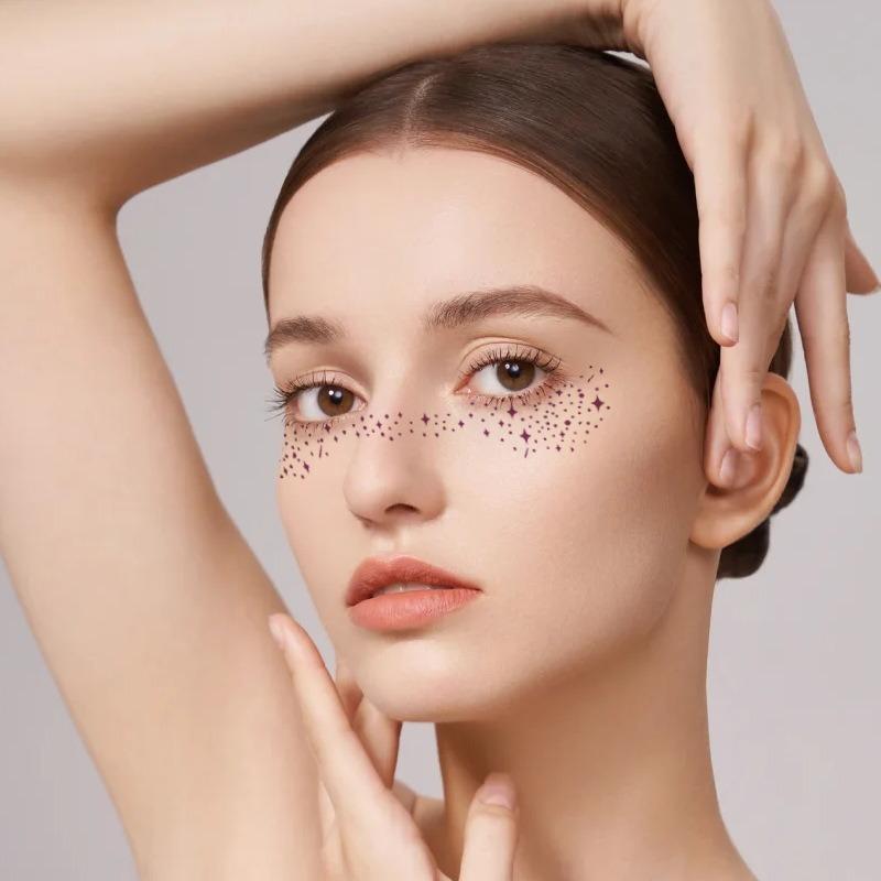 1SET/6PCS Tattoo Sticker Love Face Makeup Sticker Freckle Sticker Waterproof Bronzing Hot Silver