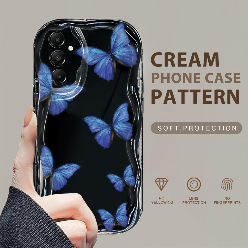 Cute Cartoon Pattern Cream Texture Casing Wavy Edge Soft Silicone Cover Phone Case for Samsung