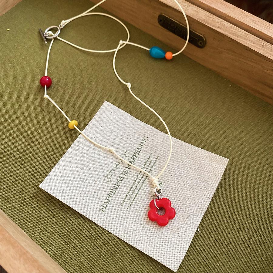 Collier Pendentif Pomme pour Femmes - Design Dessin Animé Huile Goutte Acrylique Chaîne Pull