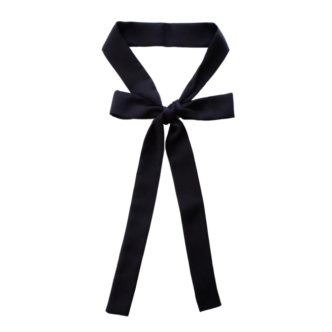 [D+Arts] Ribbon Tie for Men and Women, Bow Tie, Blouse Style, Solid Color, 3cm Wide, Hand-Tie Type, Made In Japan (Black)
