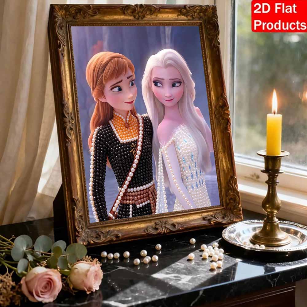 Disney Pearl Painting Frozen Anna and Elsa Sisters 5D DIY Pearl Picture Crafts for Adults/Beginners Gift Ideas Home Decor