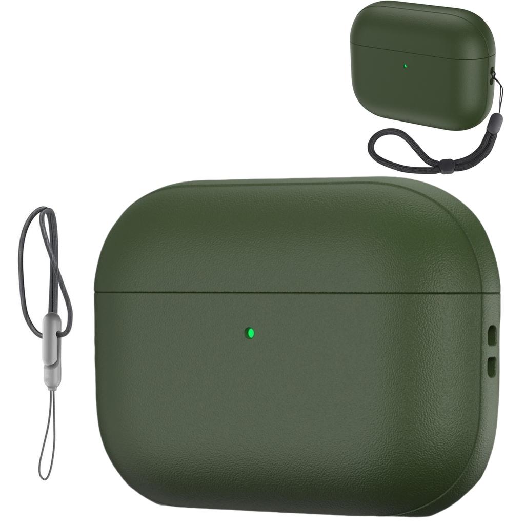 Shockproof Protective Cover for AirPods Pro 3 Compatible with AirPods Pro 3rd Generation Case Leather Texture Case with Keychain