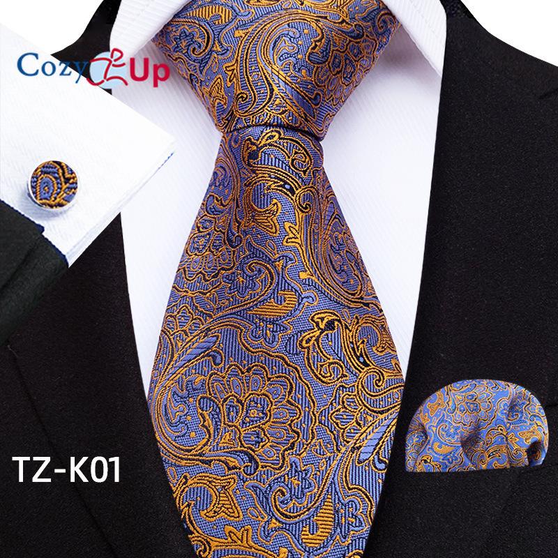 Cozy Up Three-piece Set Paisley Fashion Business Men's Tie Includes Tie Cufflinks Handkerchief