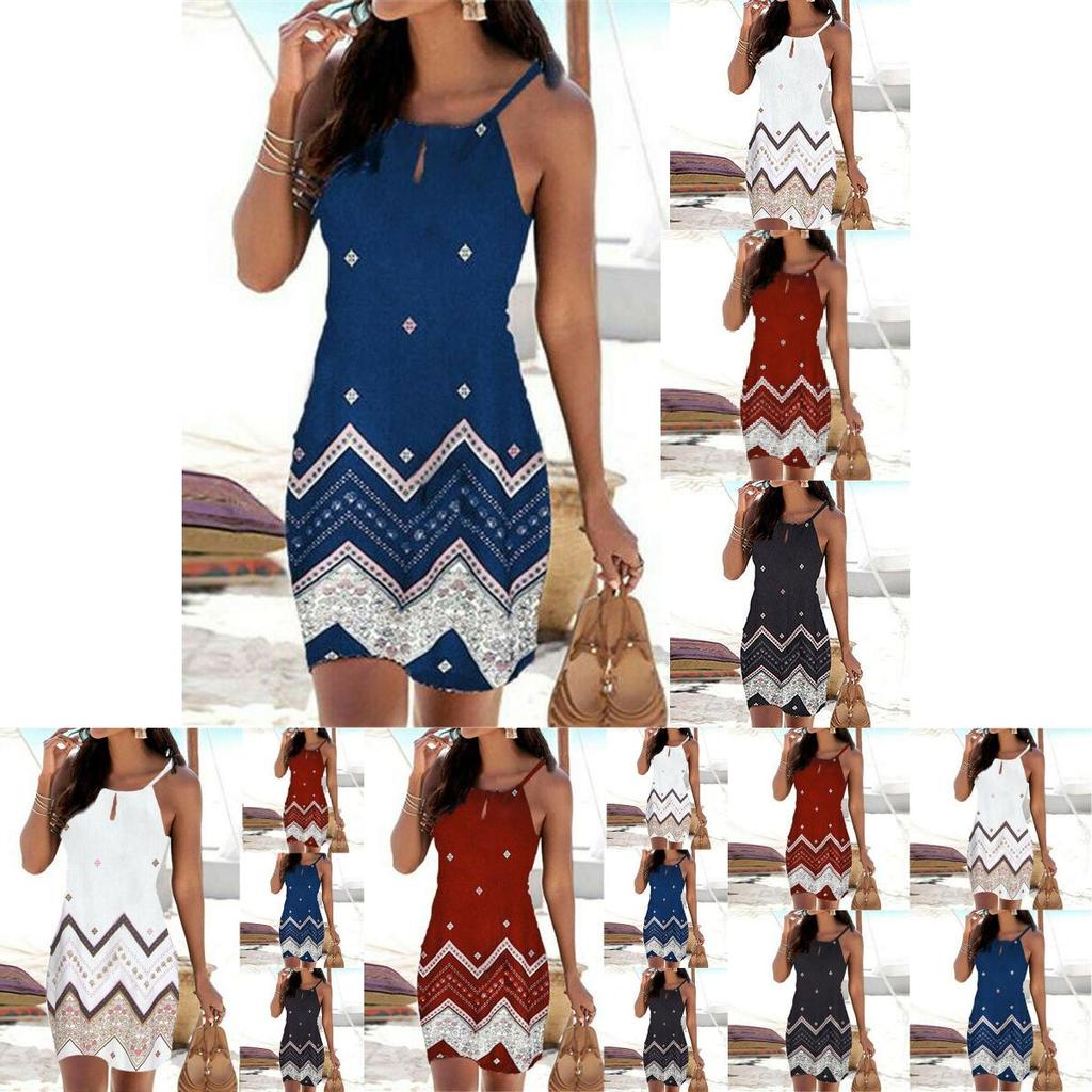 Women's Strappy Floral Print Mini Dress For Summer Stylish Beach Getaways