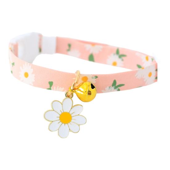 Pet Collar Safety Buckle Adjustable Bell Sunflower Dog Cat Neck Strap