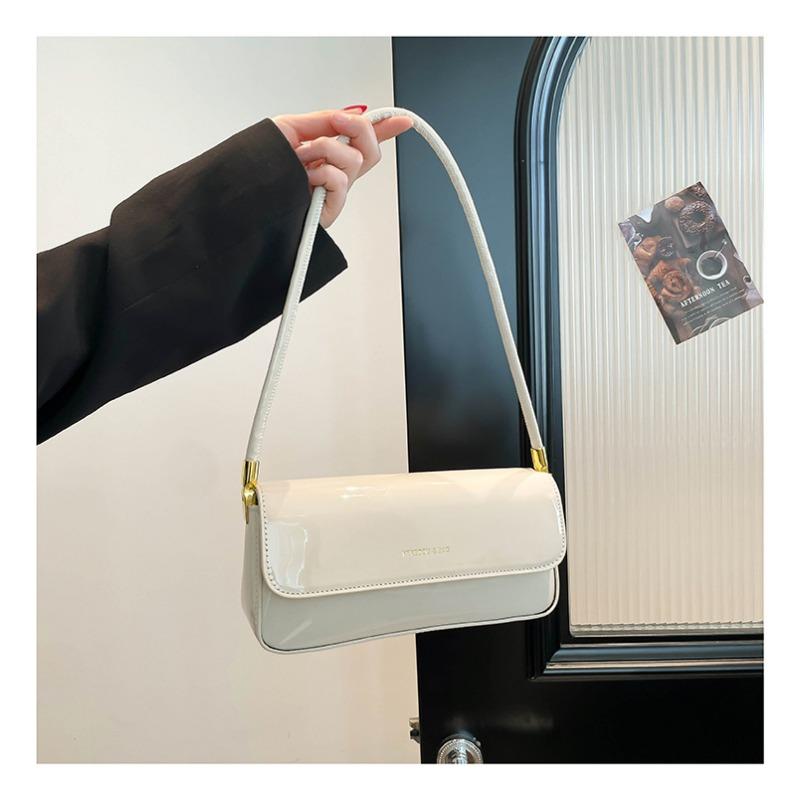 Patent Leather Glossy Small Square Bag Women's Summer New Niche Design Underarm Bag Simple Texture Messenger Bag