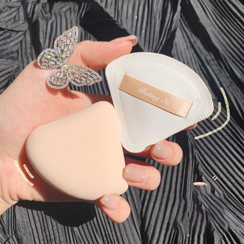 Wet & Dry Marshmallow Air Puff Cosmetic Sponge Leather Powder Puff Triangle M9E2