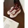 Cowhide version~ Versatile round head casual sports board shoes inner height increase thick sole old white shoes women