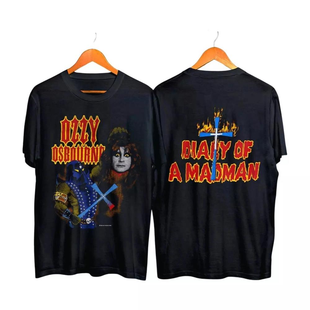

1982 Ozzy Osbourne Diary Of A Madman 2 Side Black Unisex Tshirt S5XL Unisex T-Shirt S