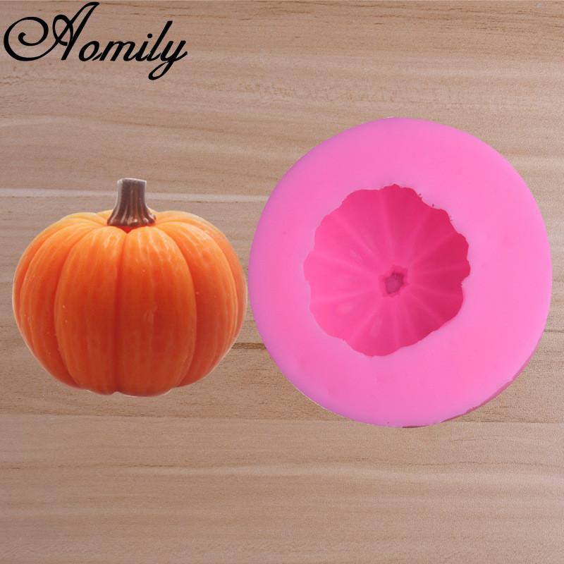 Aomily DIY Pumpkin S/L 2 Sizes Handmade Fondant Cake Mold Cartoon Decorating Sugar Craft Chocolate Moulds Tools Silicone Molds