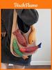 Cotton Large Capacity Tote Bag For Women With Open Top And Inner Card Pocket For Daily Use