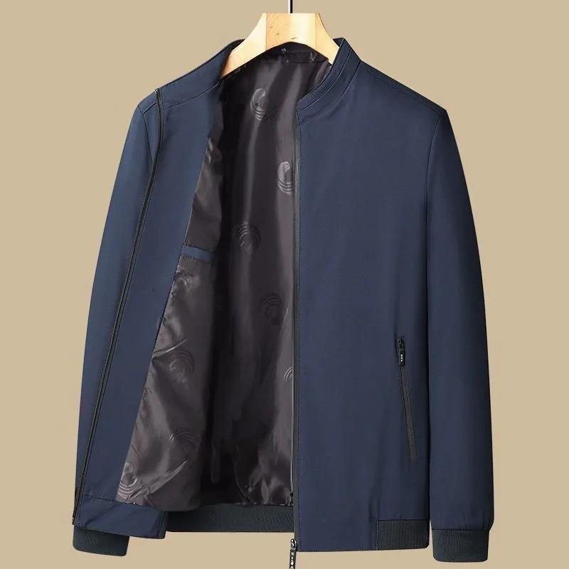 New Coats Middle-aged Elderly Spring Autumn Jackets Men's Business Casual Thin Stand-up Collar Tops
