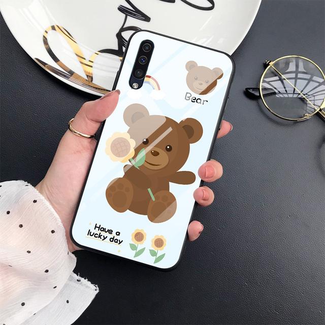 Cute Bear Duck Phone Case For Samsung Galaxy A72 A22 A21s A03 Core A52 A70 A71 A73 A53 A13 5g A03 A42 Tempered Glass Cover