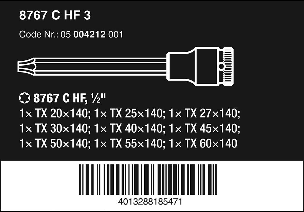 Wera 05004212001 Torx Bit Socket 8767 C HF 3 Retention Function Set Import from 1/2" 9-Piece [Official Japan]