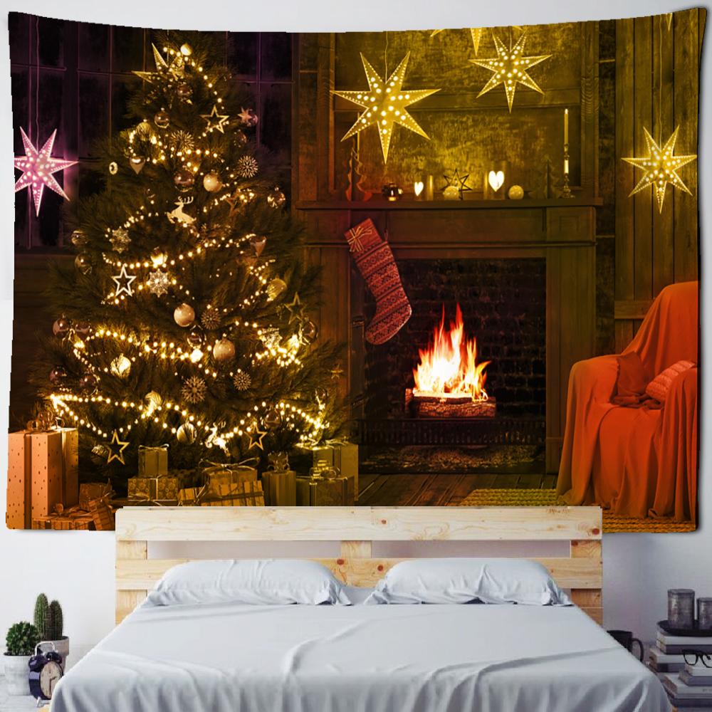 Santa Claus Christmas tree decoration printed pattern tapestry home living room bedroom decoration wall hanging tapestry