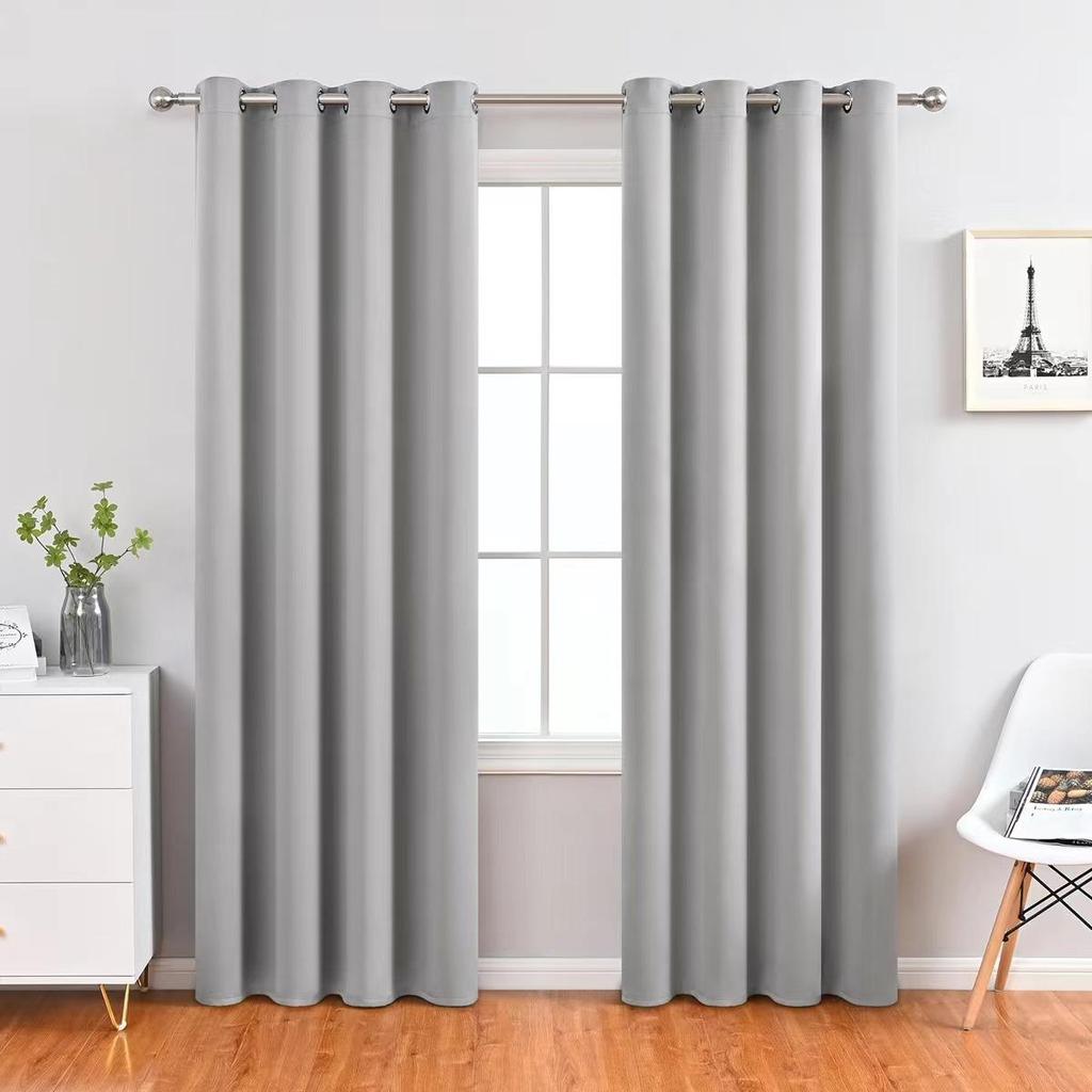 Shaoxing Curtain Fabric Curtain Solid Color High Precision Full Blackout Curtain Finished Black