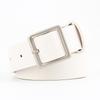 Womens Square Buckle PU Belt In Minimalist Streetwear Style Adjustable Waistband Casual Outfits Coffee White Beige Pink