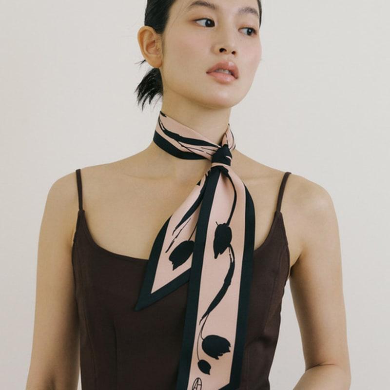 AVVINA PELLE Bloom Long Twilly Silk Scarf - Rose