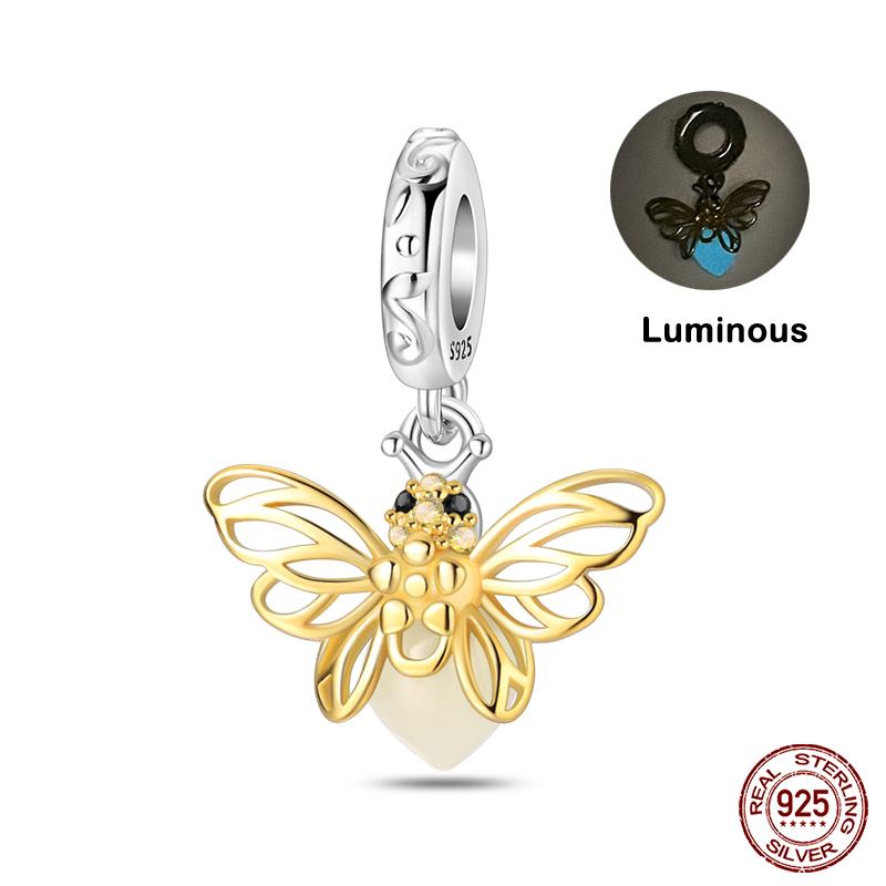 Original 925 Prata Esterlina Cor Mágica Camaleão Luminoso Série Charme Contas Adequado Ajuste Pulseira DIY Jóias Presentes