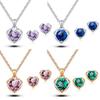 Women's Fashion Jewelry Heart Pendant Necklace Ear Studs Earrings Set