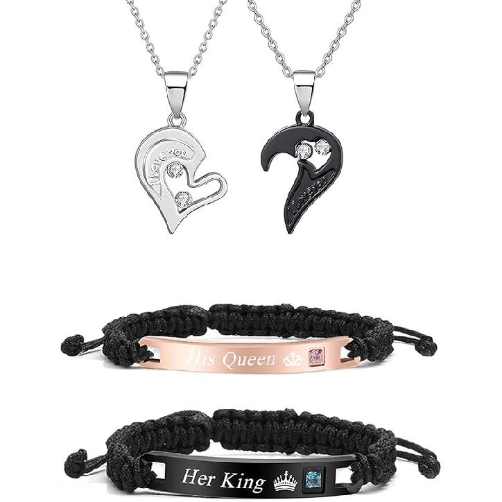 Long Tiantian Couples Bracelets Necklaces Matching Couple Bracelet Necklace for Bf Gf Couple Gifts for Her Couples Promise Necklace Bracelet for Him