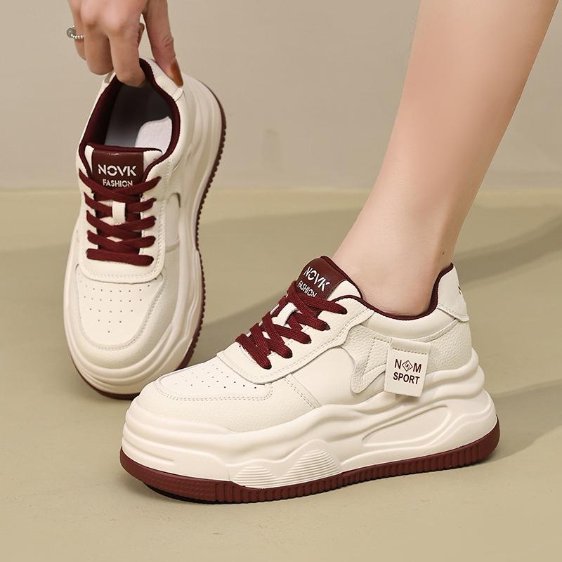 Winter sports shoes women's shoes autumn women's inner height increase thick sole shallow mouth white shoes women's velvet casual shoes