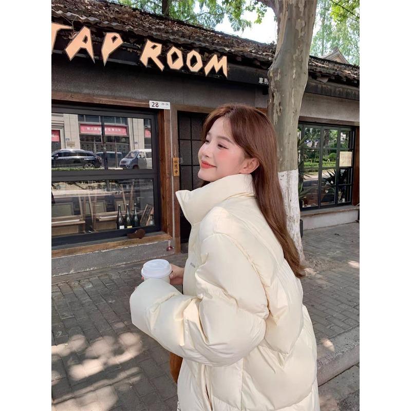 Down jacket women's winter new short small bread jacket stand-up collar thickened loose couple winter