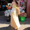 Yellow Gentle Wind Floral Dress Women's Summer New French Suspender Skirt Seaside Vacation Long Skirt