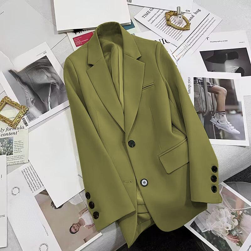 

Женский однотонный повседневный пиджак с карманами, корейский модный кардиган с длинными рукавами, разноцветные пиджаки, куртки 3XL