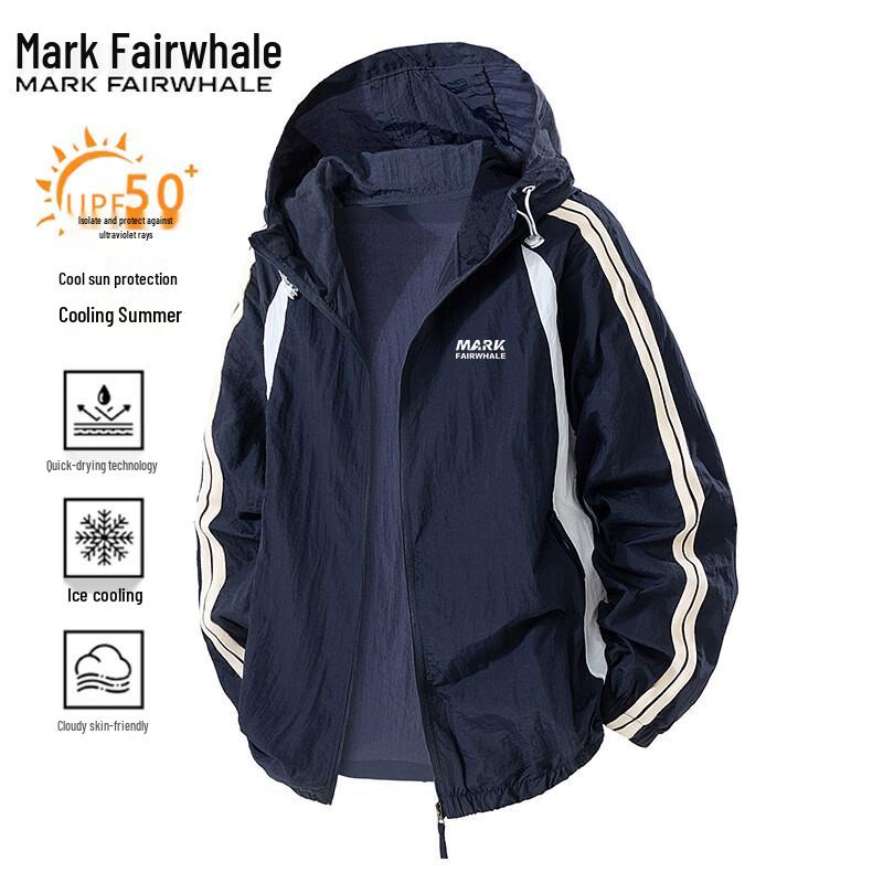 MARK FAIRWHALE Men s Spliced Hooded Casual Jacket XL