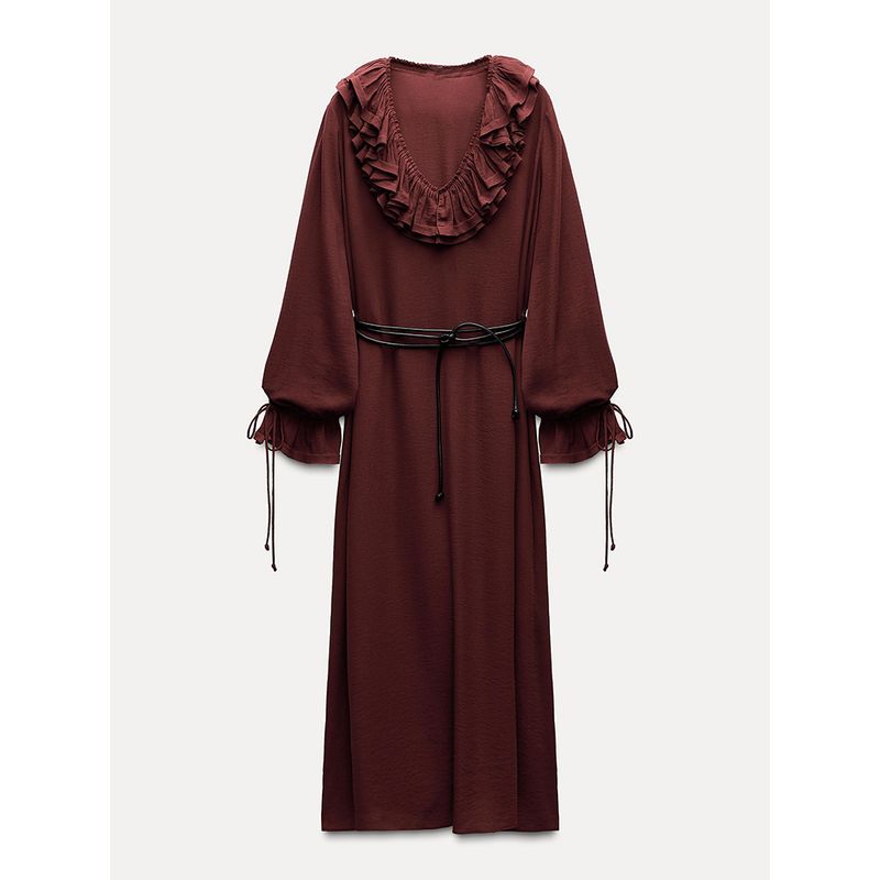 Za2025 Spring New Women's Clothing Fashion Elegant Slim Looking Laminated Decoration Long Sleeves Midi Skirt Dress 2678247