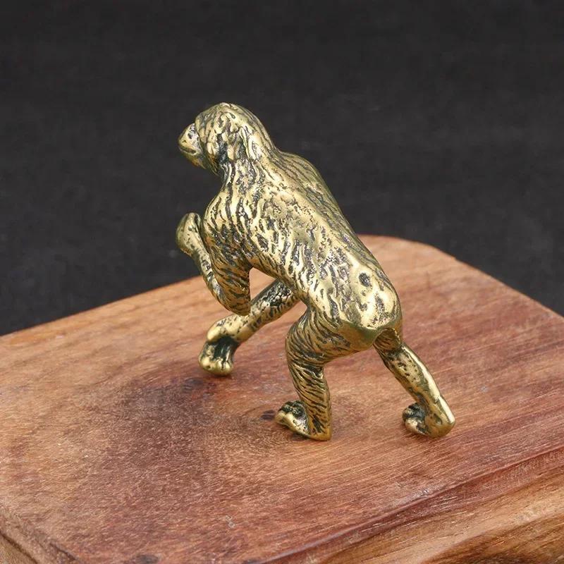 Solid Brass Gorilla Small Statue Office Desk Ornament Decoration Crafts Collection Animal Orangutan Figurine Miniature Toy Gifts