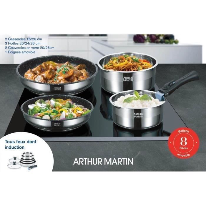 Kochgeschirr - ARTHUR MARTIN - AM2493 - Edelstahl - 8 Teile - Abnehmbarer Griff