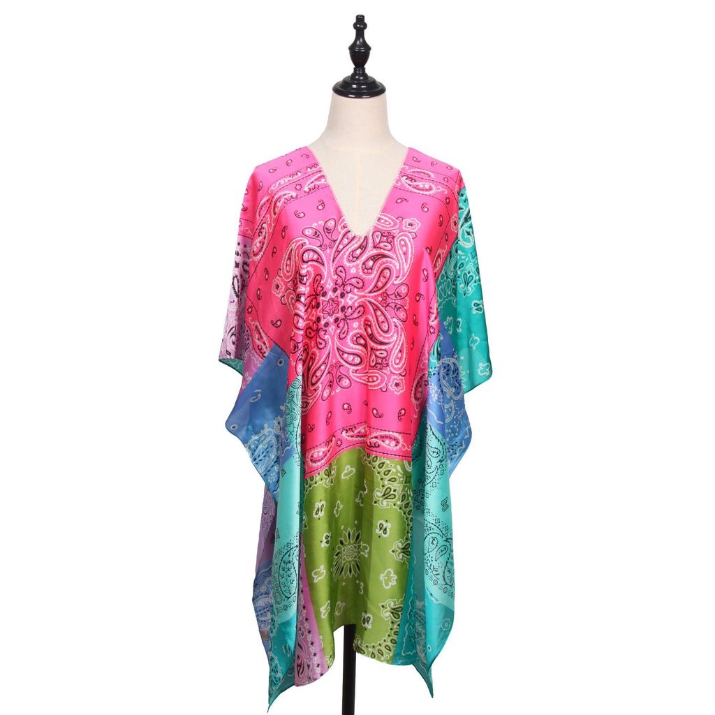 Hot-selling splicing cashew nut simulation silk scarf classic ethnic style popular national style silk scarf shawl beachwear