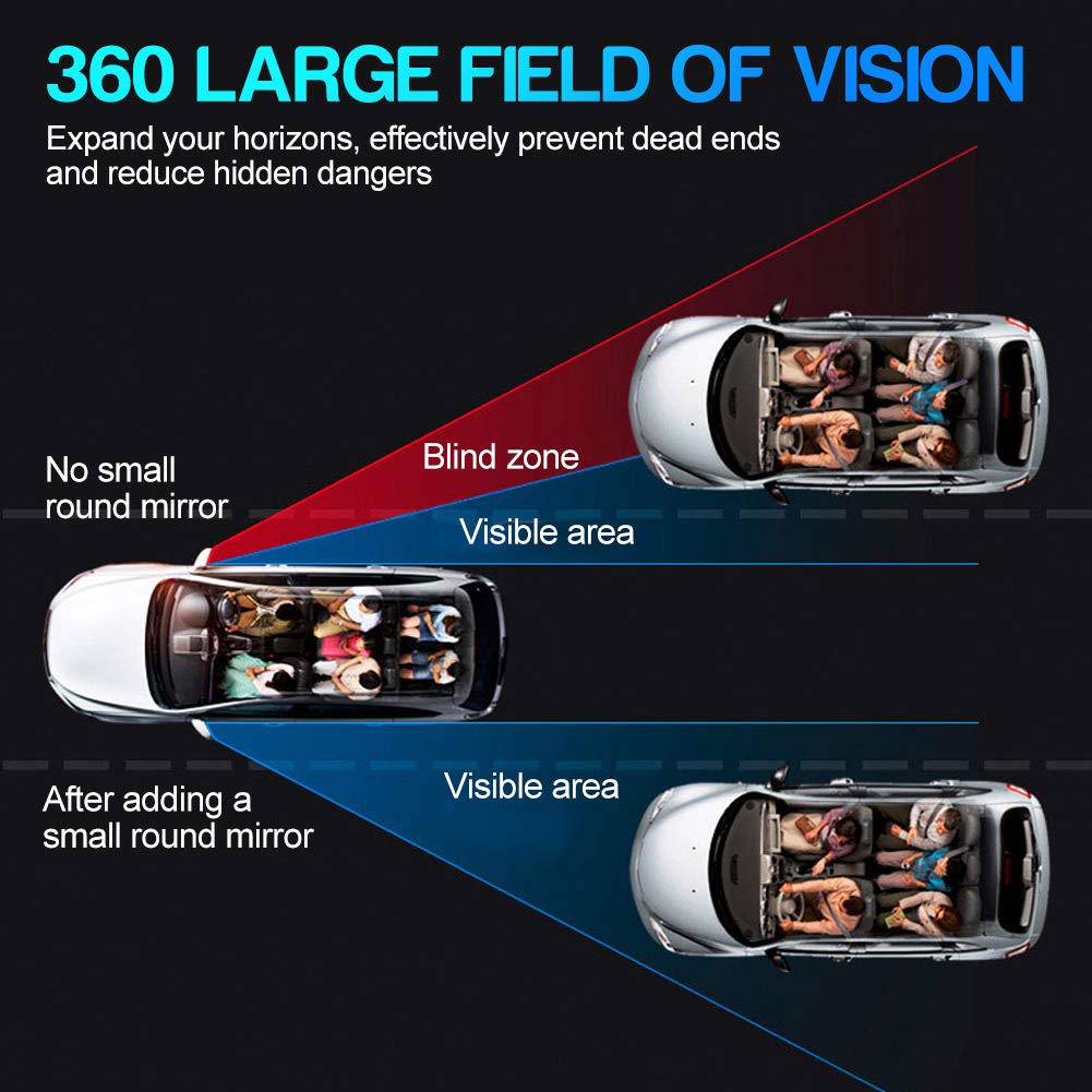 X-STYLE Car Mirror, Auxiliary Side Mirror, 2.0 inches (50 mm), Blind Spot Mirror, Curved