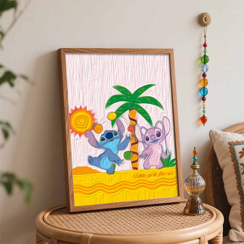 Disney Stitch and Angel oil painting kit painting art home bedroom wall decoration handmade diy gift Aloha Hawaii Tropical Vacation Fun Gifts