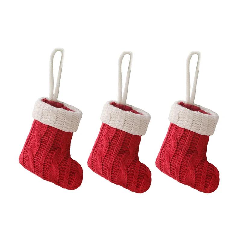 

3/5pcs Christmas Knitted Socks Red Green Christmas Tree Hanging Mini Socks for Home Party Table Decor Noel Pendants