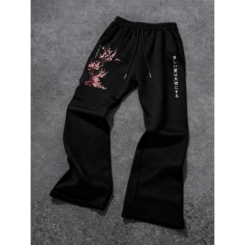 Punk Hip-hopowe Męskie Codzienne Spodnie Szerokie Nogawki, Luźne Jesienno-Zimowe Spodnie z Prostymi Nogawkami, Spodnie Szerokie Nogawki, Spodnie Sportowe Joggingowe