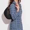 Coach Luna 27 Solid Color Zipper Closure Built-in Buckle Bag Cow Leather Armpit Bag Hand Shoulder Bag Women's Black