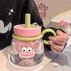 Garrafa de Água Kawaii Com Infusor de Chá Canudo Alça 1000ml Grande Bonita Plástico Café Chá de Leite Suco Esporte Academia Viagem Garrafa de Bebida