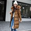 Women's Down Parkas Winter Jacket Fur Collar Thick Slim Coat Fashion Hooded Cotton Outerwear Long Winter Women Coat