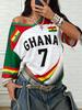חולצת טי קיצית לנשים וגברים עם הדפס GHANA, צווארון V, שרוולים קצרים, חולצה גרפית, גופיות, מידות גדולות, חולצת ספורט, מעריצי כדורגל