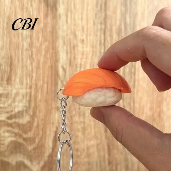 Sushi Toy with Key Ring 3D Printed Clicker Fidget Toy, Japanese Shape Finger Keychain Keychain, Portable Stress Relief Push