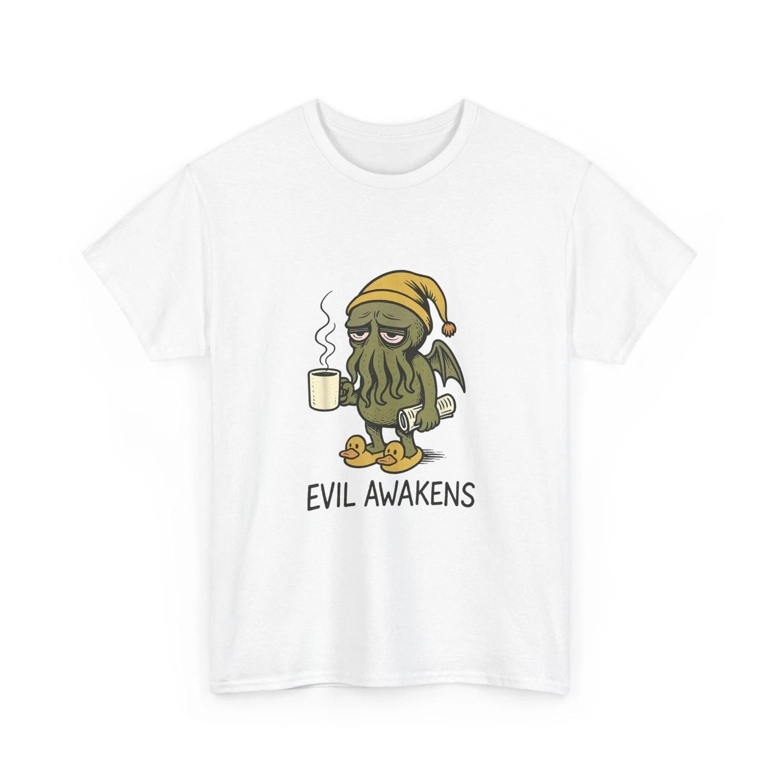 Cthulhu Evil Awakens Shirt, Funny Cthulhu Morning Coffee T shirt S