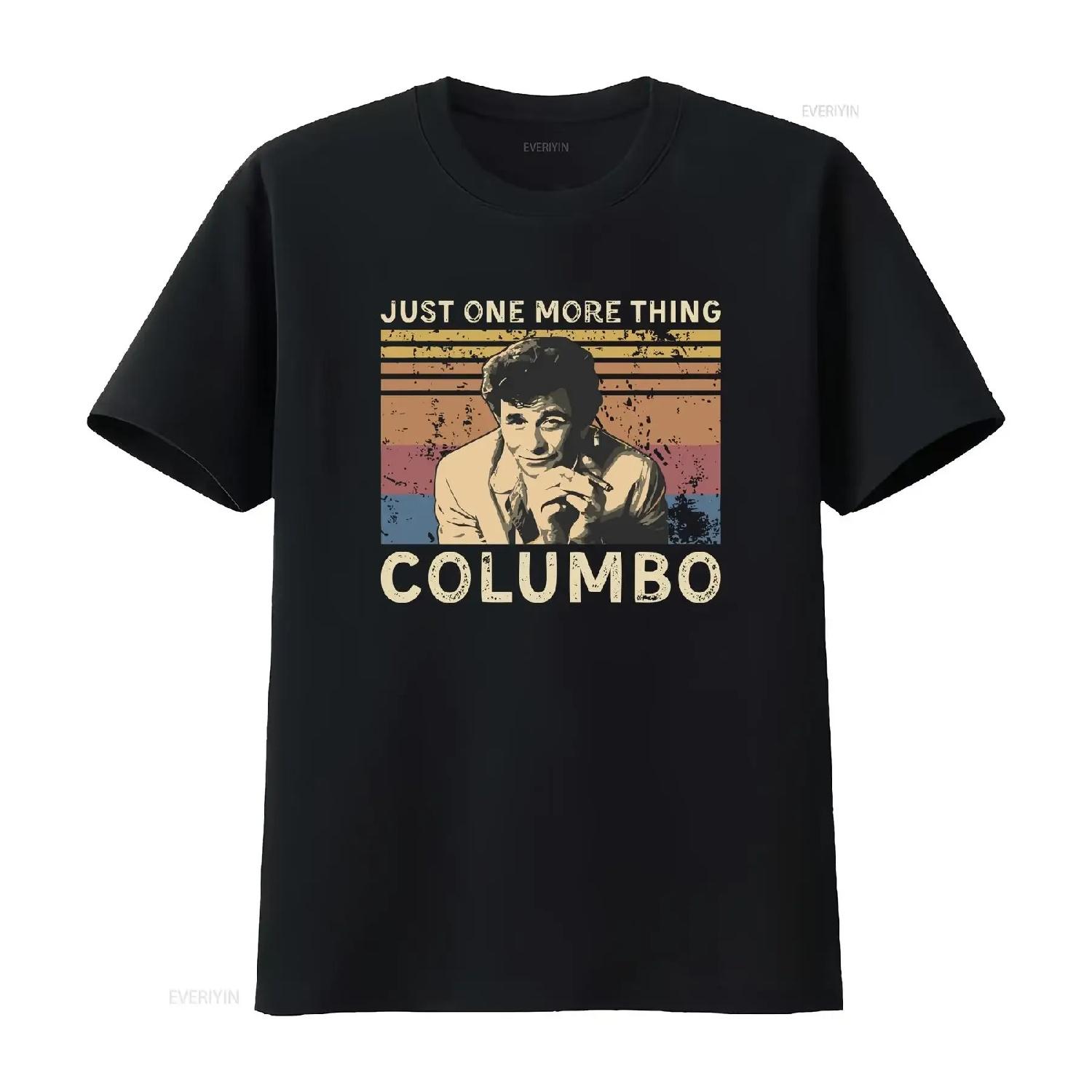

JUST ONE More Thing Columbo Vintage T Shirt SweaT vintage Washed Versatile designer clothes Stretched fashion Soft streetwear S чёрный