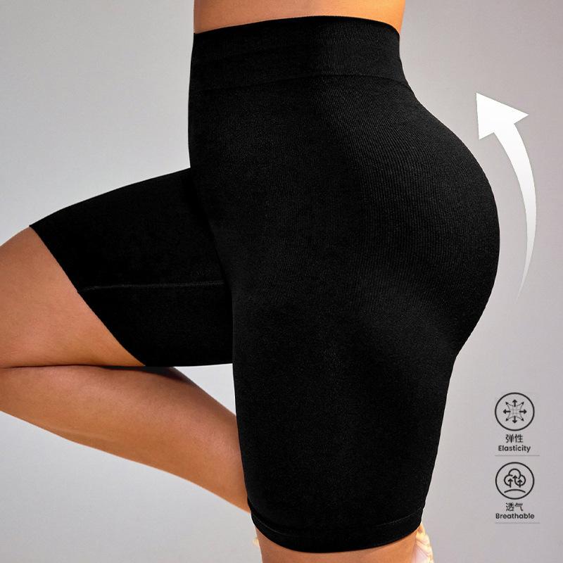 

Бесшовные телесные фитнес-брюки больших размеров с высокой талией и эффектом лифтинга бедер, компрессионные дышащие облегающие брюки для велоспорта, шорты для йоги для женщин XL чёрный