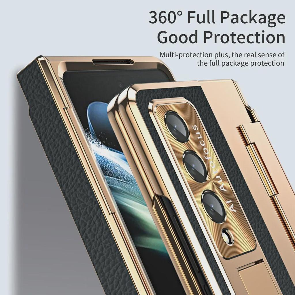 "Kožené ochranné pouzdro Samsung Z Fold5 pro FOLD4/FOLD3 - Plné krytí, Ochrana proti pádu, Kompatibilní s pantem"